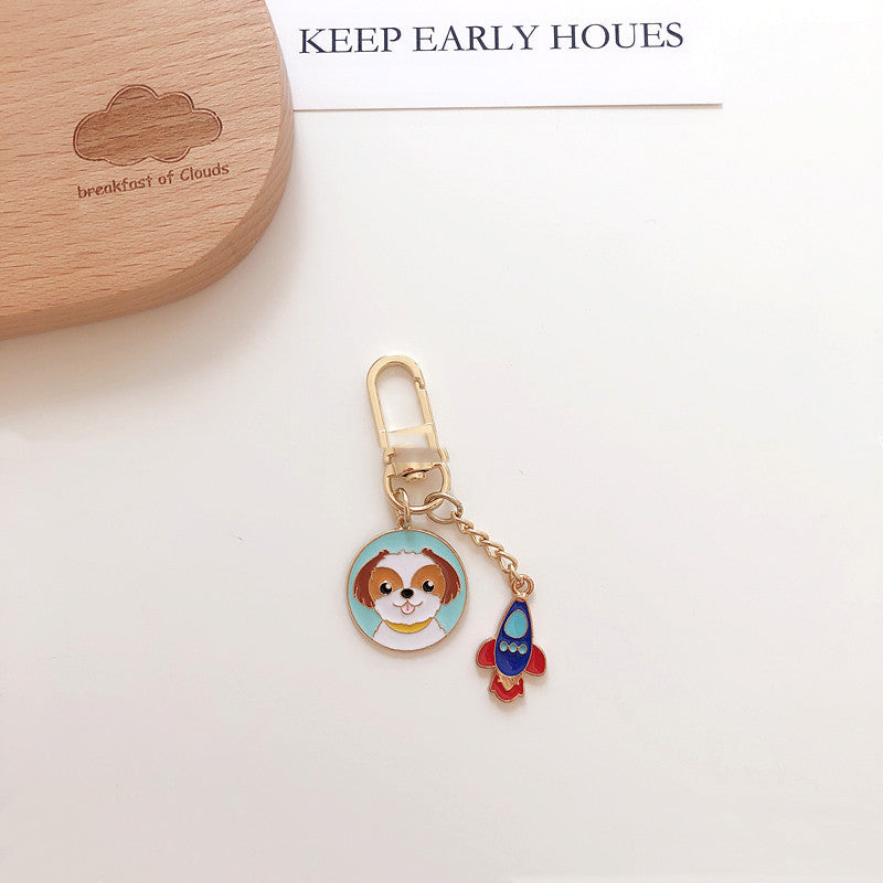 Vibrant Dog Keychains with Colorful Charms & Cute Cartoon Faces