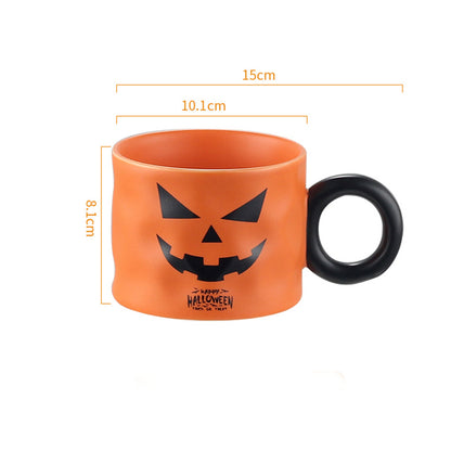 Spooky Ceramic Halloween Pumpkin & Ghost Mugs – Festive Set