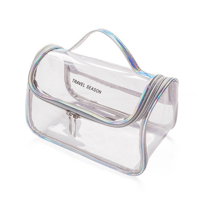 Large Transparent Waterproof Travel Makeup Bag with Handle