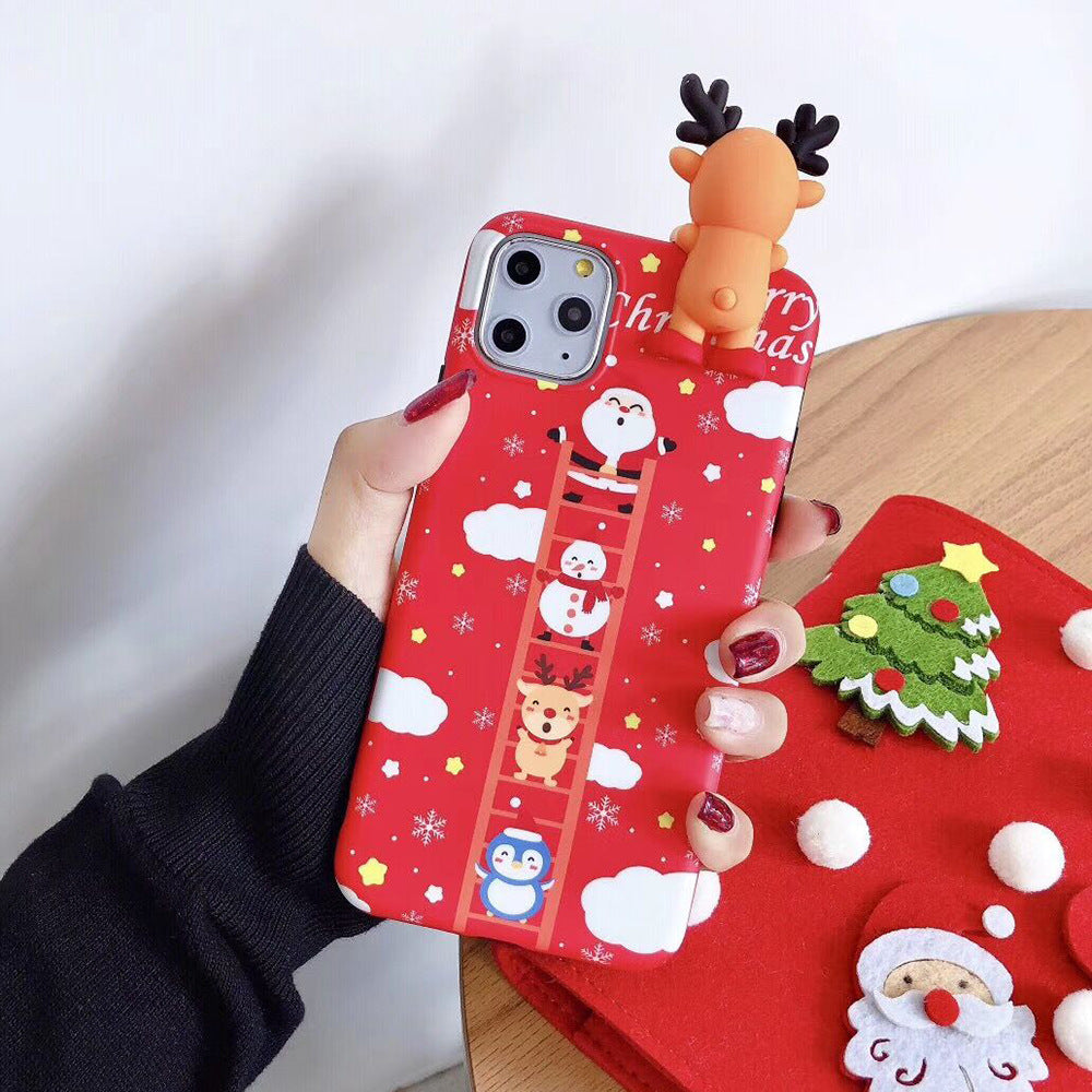 3D Merry Christmas Silicone Phone Case – Cute Holiday Design for iPhone