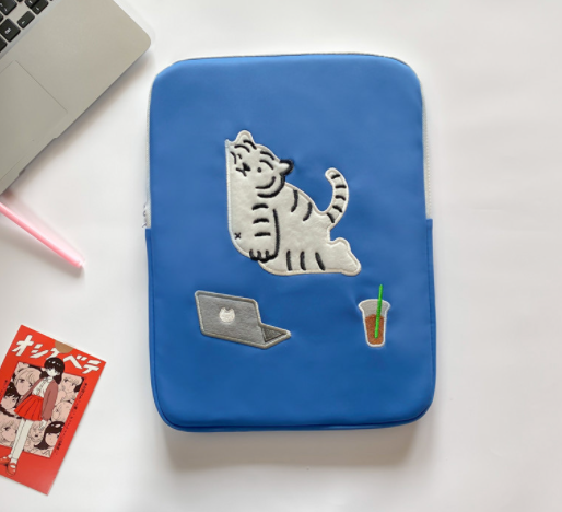 Blue Tiger Embroidered Laptop Sleeve – Cute 11 & 13 Inch Case