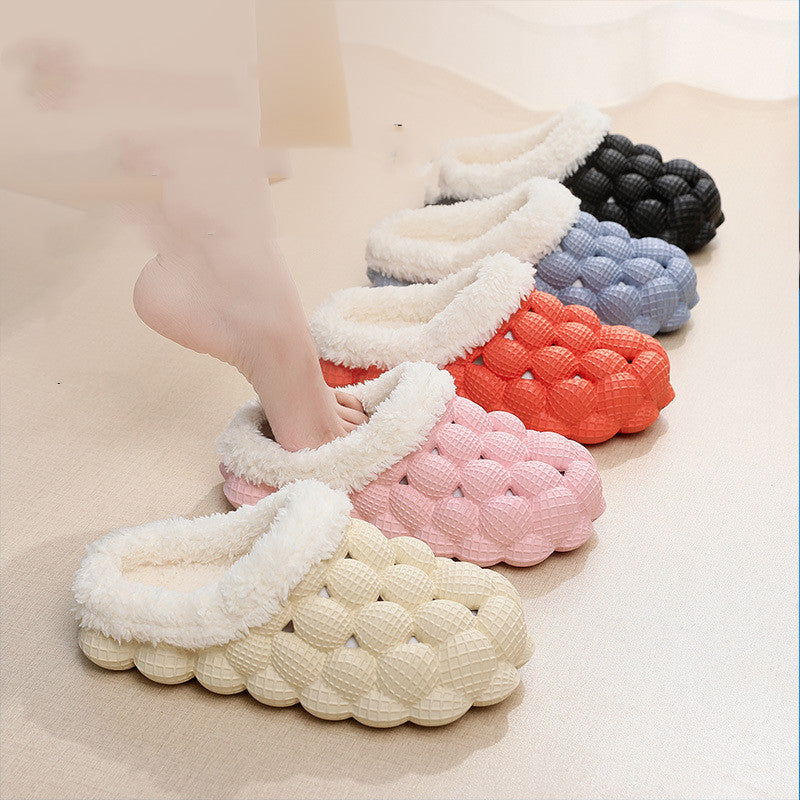 Warm Bubble Slides for Women – Non-Slip Thick Sole Indoor Slippers