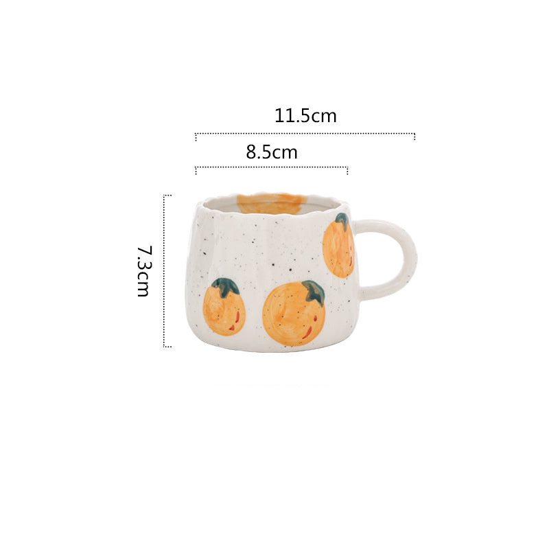 Hand-Painted Cute Ceramic Mugs – Bright Orange & Lemon Design