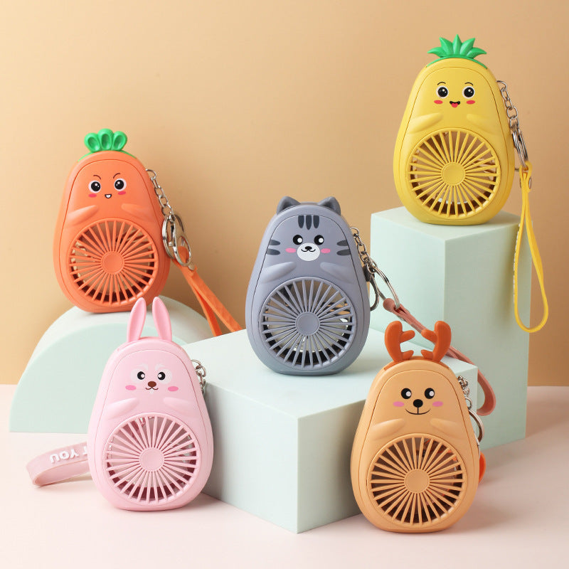 Cute Fruit & Animal Keychain with USB Charging Fan