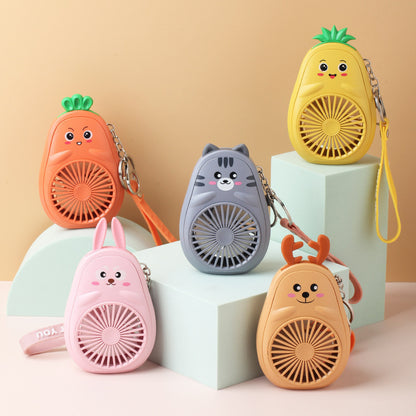 Cute Fruit & Animal Keychain with USB Charging Fan
