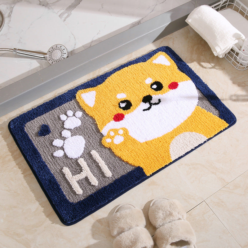 Cute Dog, Rabbit, Bear, Cat Doormat - Absorbent, Non-Slip, Washable