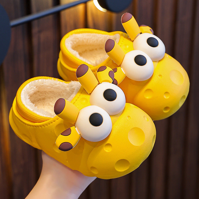 Cute Big-Eyed Cartoon Giraffe & Bunny Warm Cotton Slippers for Kids