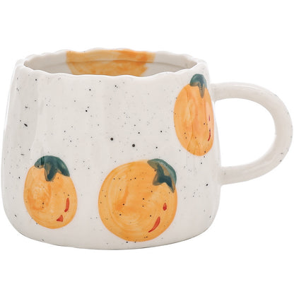 Hand-Painted Cute Ceramic Mugs – Bright Orange & Lemon Design