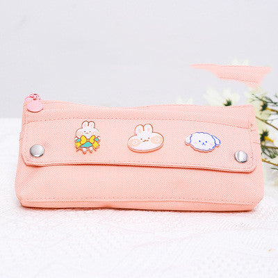 Colorful Cartoon Japanese Pencil Case with Cute Character Pins