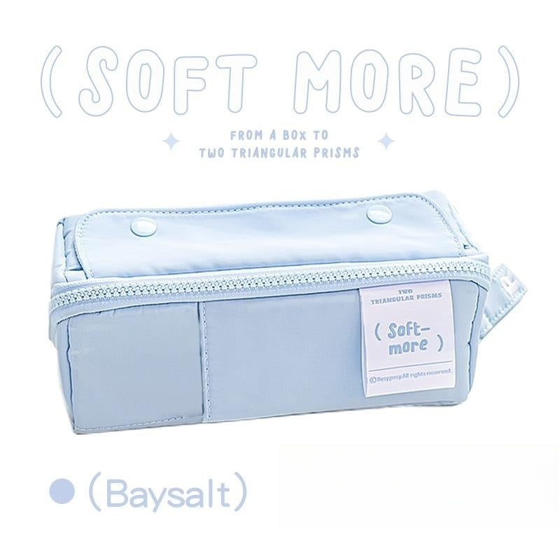 Soft Cloth Pencil Case with Bright Pastel Colors & Large Zipper Pouch