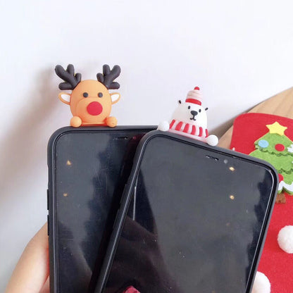 3D Merry Christmas Silicone Phone Case – Cute Holiday Design for iPhone