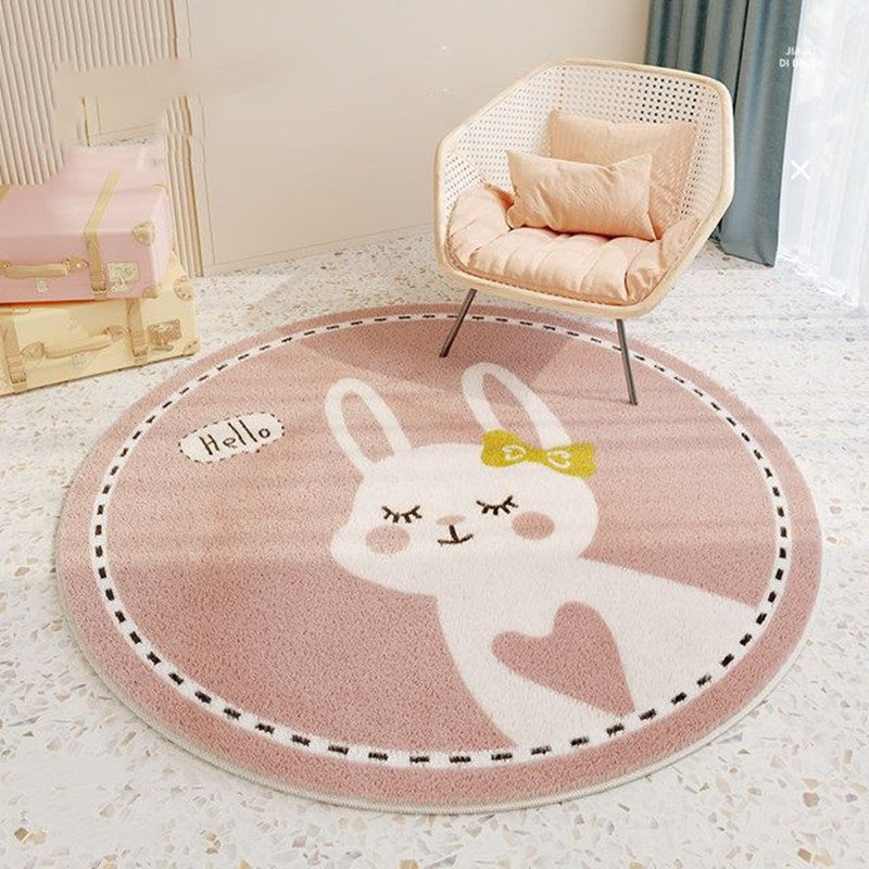 Cute Round Rugs With Animal Print for Kids Room (Rabbit, Bear, Lion & Cat Design)