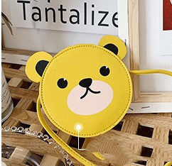 Kids Animal Face Coin Purse with Shoulder Strap – Cute Round Zipper Bag