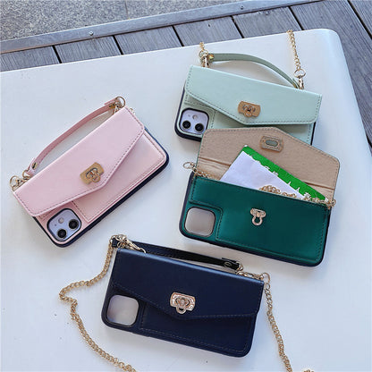 Leather Wallet Phone Case with Chain Strap for Women in 4 Color