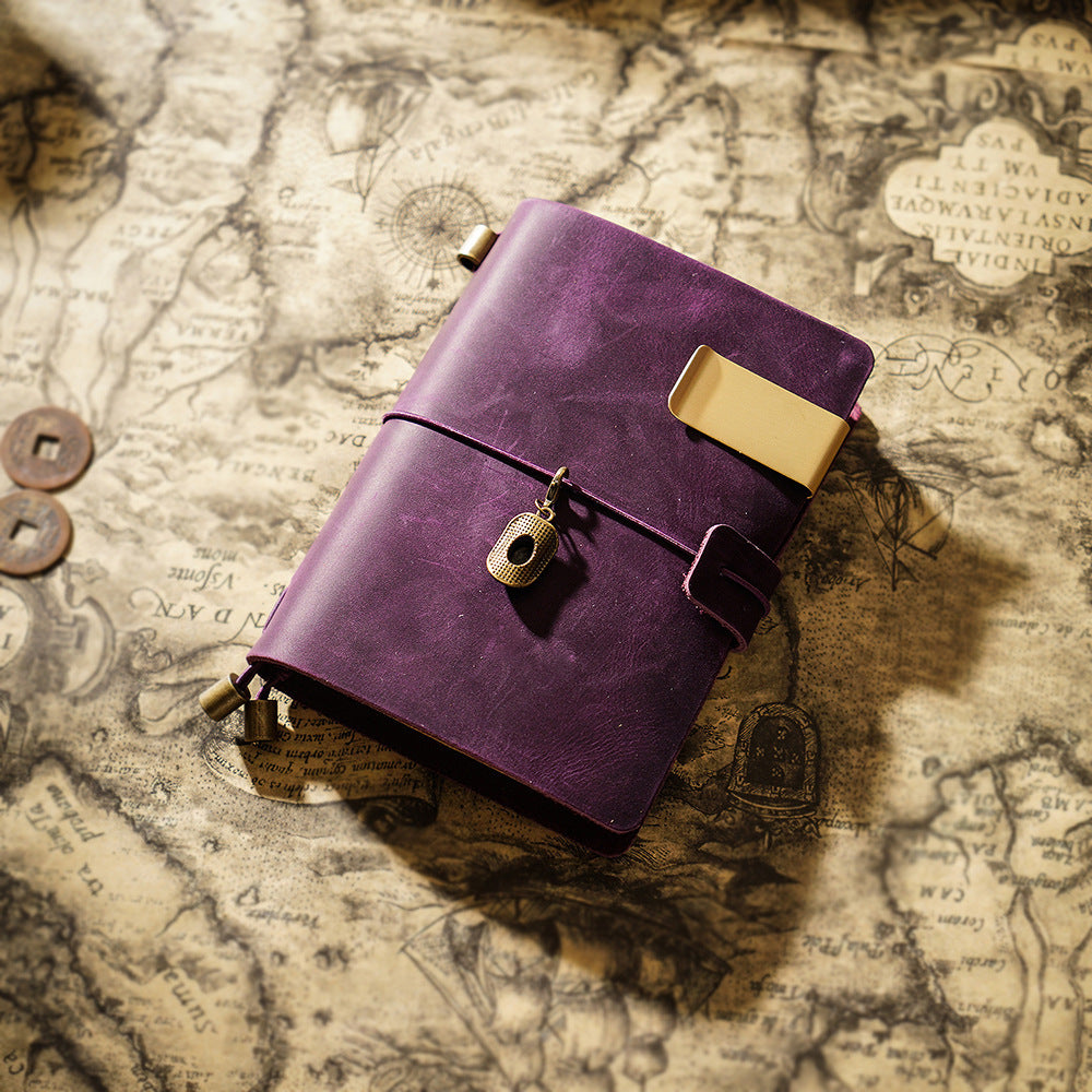 Vintage Leather Journal with Charms - Retro Adventure Design