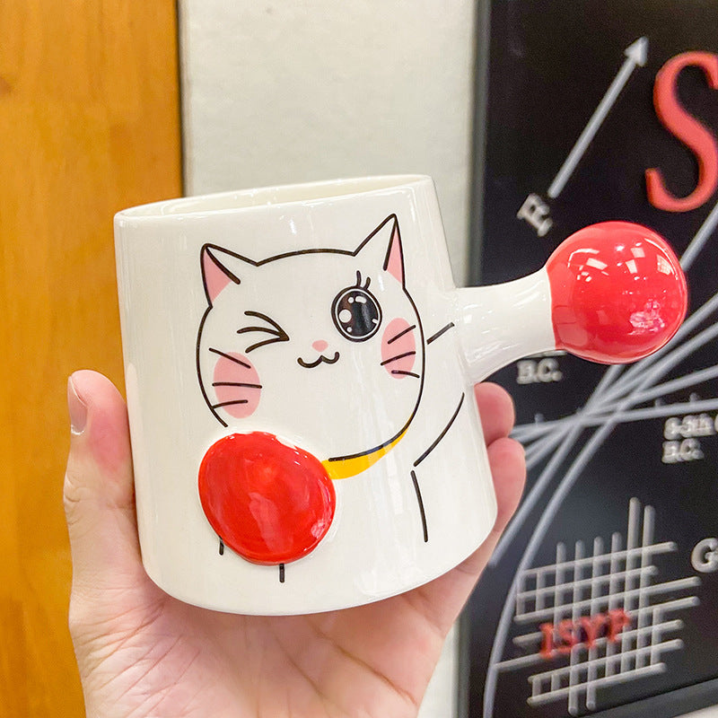 Cute Ceramic Boxing Cat Mugs in Colorful and Creative Design