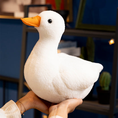 Soft White Duck Plush Toy with Orange Beak and Webbed Feet