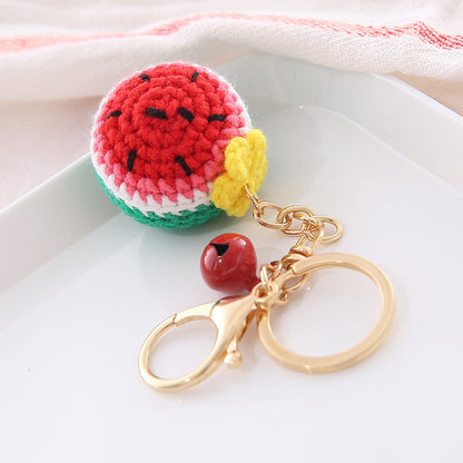 Fruit Shaped Wool Ball Crochet Keychain