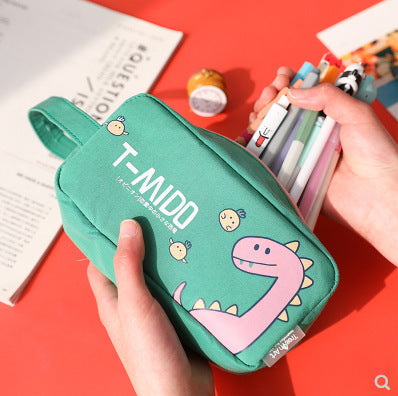 Cartoon Dinosaur Pencil Case - Fun Pastel Stationery Bag in 4 Colors