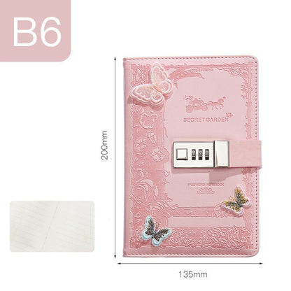 Elegant Butterfly Leather Journal with Lock