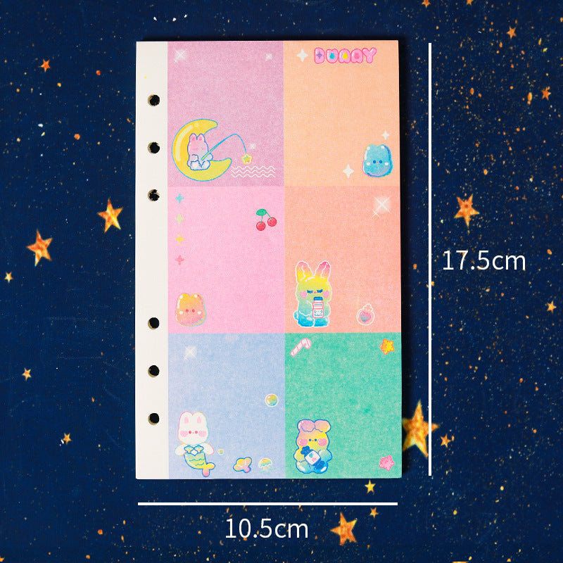 Cute A6 Loose Leaf Japanese Journal with Colorful Bear & Bunny Themes