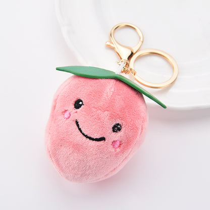 Cute Fruit Plush Keychains with Smiling Faces & Bright Colors