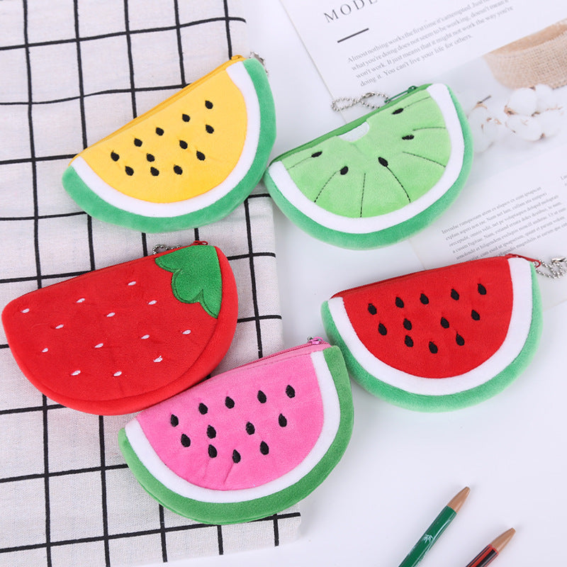 Colorful Plush Fruit-Shaped Watermelon Coin Purse