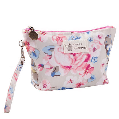 Small Floral Makeup Bag with Wrist Strap – Stylish Washbag