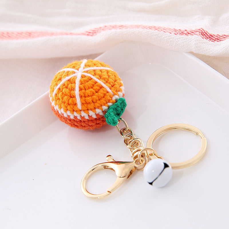 Fruit Shaped Wool Ball Crochet Keychain