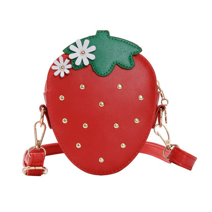 Strawberry Kids Coin Purse with Zipper and Cute Shoulder Strap