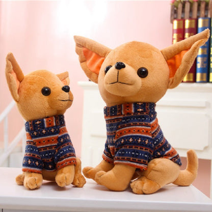 Charming Chihuahua Dog Plush Toy in Colorful Sweater