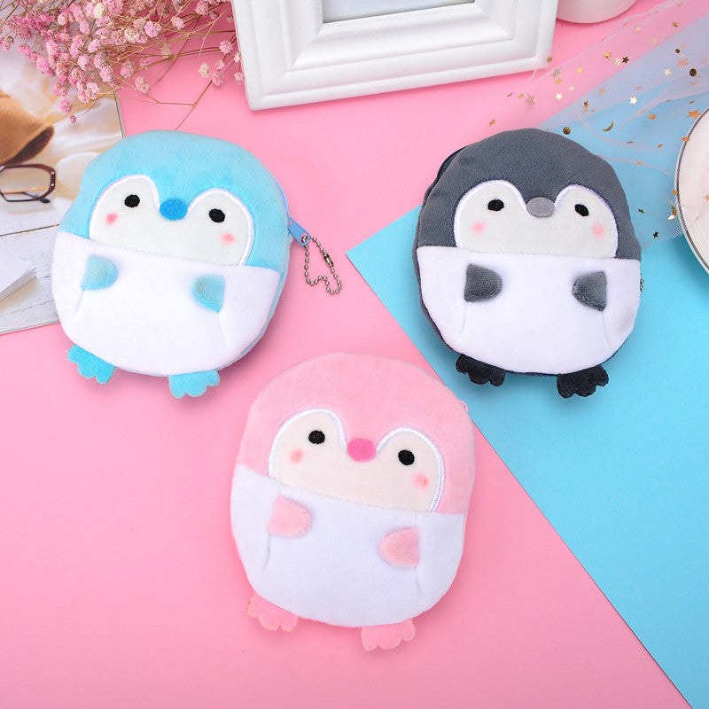 Cute Penguin Plush Zipper Coin Purse – Soft & Colorful Variants