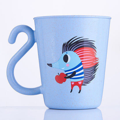 Cute Animal Wheat Straw Cups – Blue, Pink, and Fun Designs