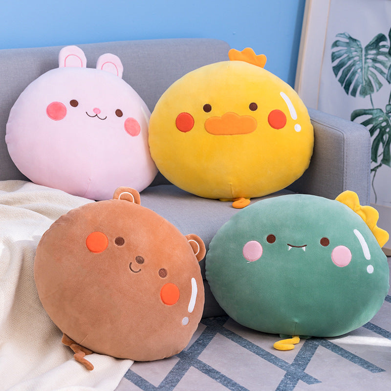 Round Cute Stuffed Animal Plush Toys featuring Bunny, Duck, Bear, Dino Variants