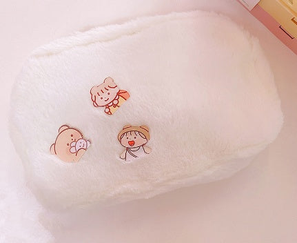 Adorable Plush Zipper Cute Makeup Pouch with Cartoon Prints