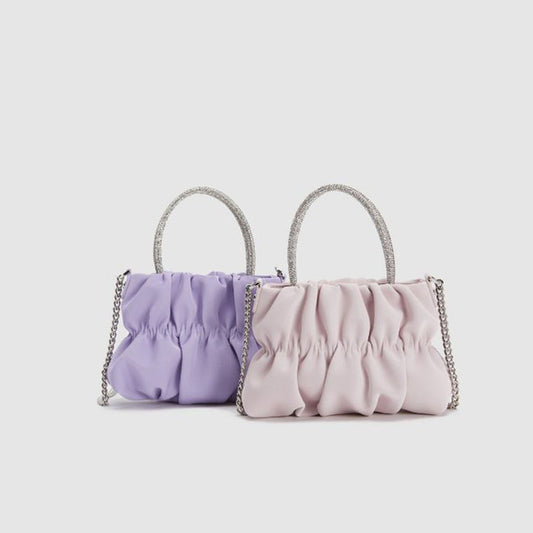 Stylish Pleated Shoulder Bags for Women in Soft Pastel Colors