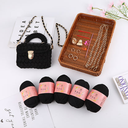 Colorful Knitted Chain Shoulder Bag with Lock for Women and With DIY Kit