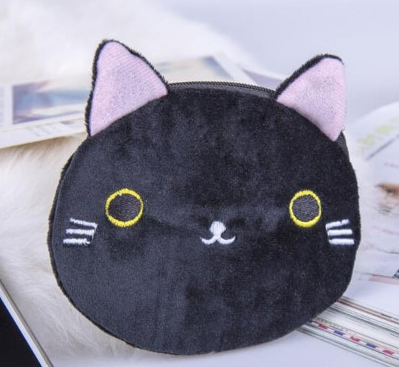 Cute Plush Cat Coin Purse Keychain in Small Zipper Pocket Pouch Design