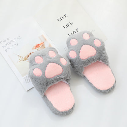 Cozy Plush Cat Paw Slippers – Cute & Warm Slippers for Women