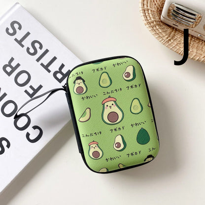 Rectangular Zipper Coin Purse & Earphone Case with Cute Fruit Prints