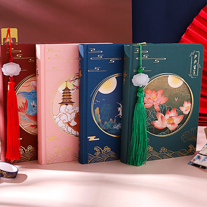 Elegant Hardcover Japanese Diary Set with Tassel and Art Motifs