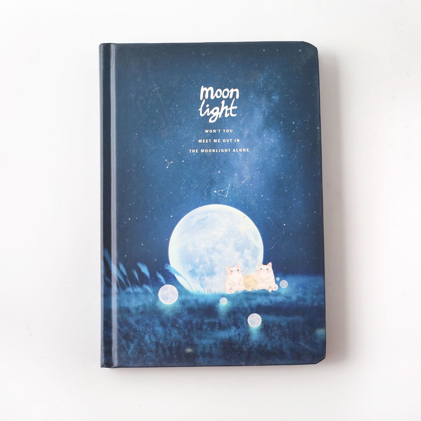 Hardcover Lunar Diary with Dreamy Moonlight Cat Design