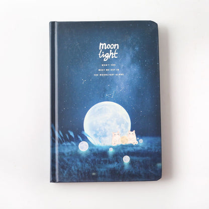 Hardcover Lunar Diary with Dreamy Moonlight Cat Design