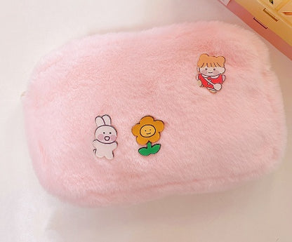 Adorable Plush Zipper Cute Makeup Pouch with Cartoon Prints