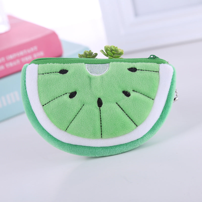 Colorful Plush Fruit-Shaped Watermelon Coin Purse