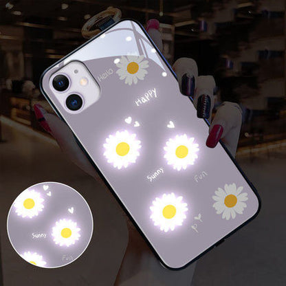 Glossy Luminous TPU Phone Case with Daisies & Avocado Design