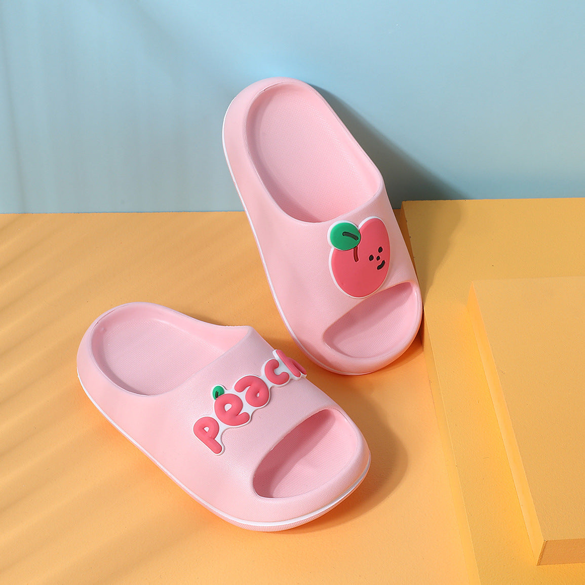 Soft Non-Slip Kids Slippers – Cute Fruit & Dino Rubber Slides