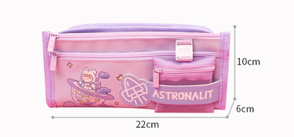 Large Capacity Cute Canvas Zipper Pencil Case for Girls