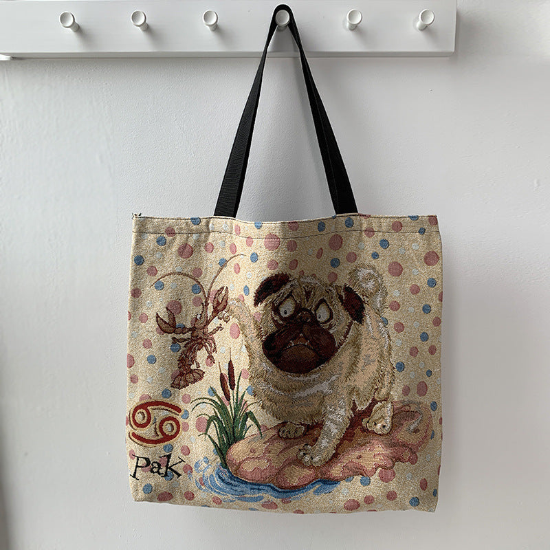 European Style Printed Tote Bag | Large Capacity Linen & Cotton Tote Bag