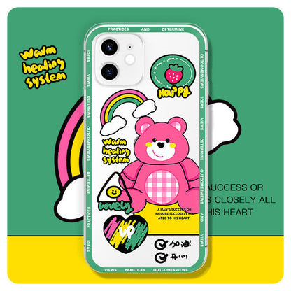 Cute Bear Transparent Protective Phone Case – Fun & Colorful Design